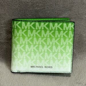 Brand New Michael Kors Gradient Green Card Bi-fold Wallet